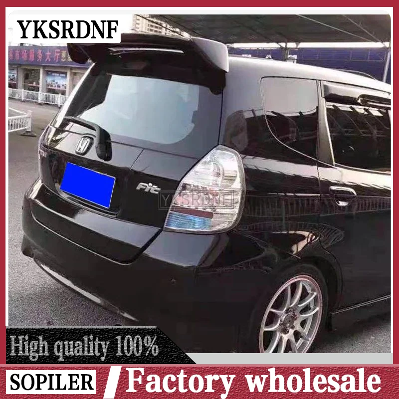 Dla Honda Jazz Fit Spoiler Wysokiej jakości materiał ABS Tylne skrzydło samochodu Tylny spojler w kolorze podkładu 2003-2013
