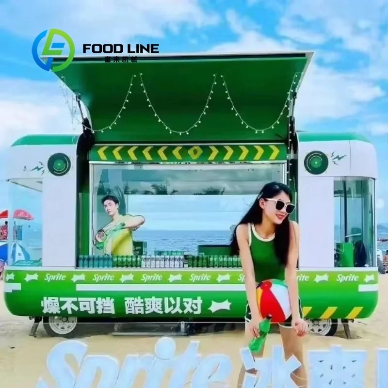 

Customized Factory Design Large Stainless Steel Food Truck Fried Ice Cream Kiosk for Fruit Snack Selling