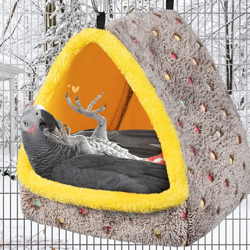 Pequeno inverno quente birdhouse casa de pássaro aconchegante gaiola cama de pássaro com almofada pendurado rede esconderijo cabine para araras papagaios