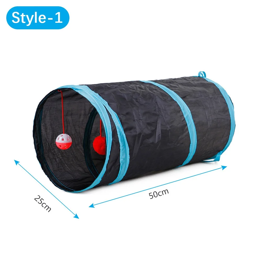 

Portable Polyester+Steel Wire Cat Tunnel Tube Breathable Foldable Cat Nest Training Interactive Blue Pet Fun Play Toy Cat