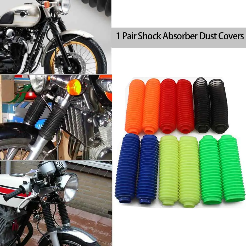 Motorcycle Part Universal Front Shock Absorber Dust Covers Rubber 2PCS Orange For Honda Suzuki Kawasaki Yamaha Touring Chopper