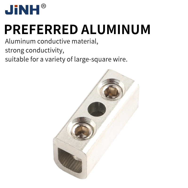 JINH 1-Input 1-Output Din Rail Distribution Block JINH JHT5-16/35/50 High Current Al Cu Screw Terminal Box with BE/PE/GY Options