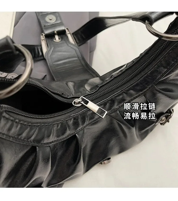 Retro Y2K Plissierte Hobo-Schultertasche für Damen, Trendige Maillard-Style Unterarmtasche, Clutch-Handtaschen für Reisen, Arbeit und Shopping – Detail 20