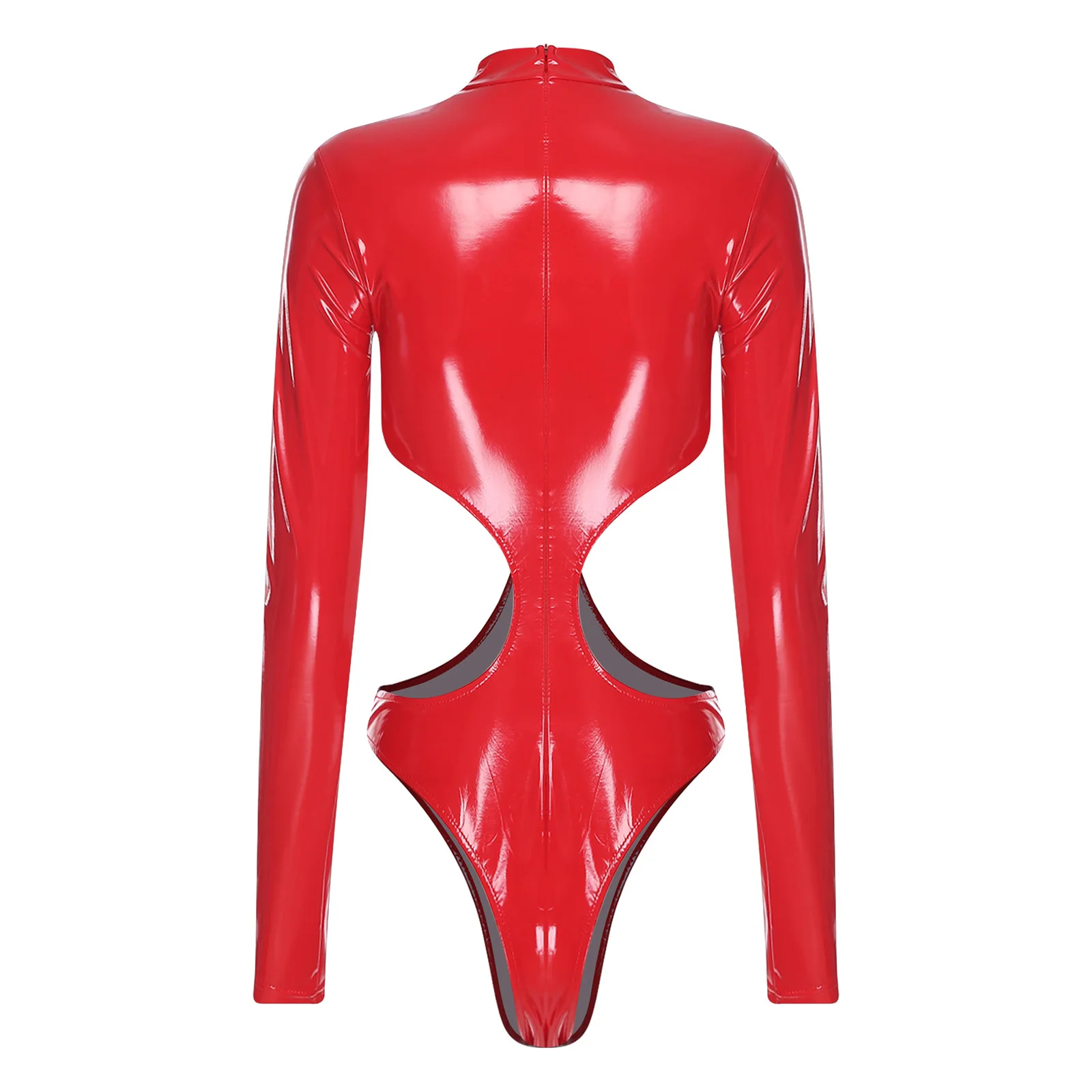 Damen-Dessous, Latex-Ausschnitt, Lackleder, Body, Unterwäsche, Rücken, unsichtbarer Reißverschluss, Trikot, Clubwear, Party, Pole-Dance-Kostüm