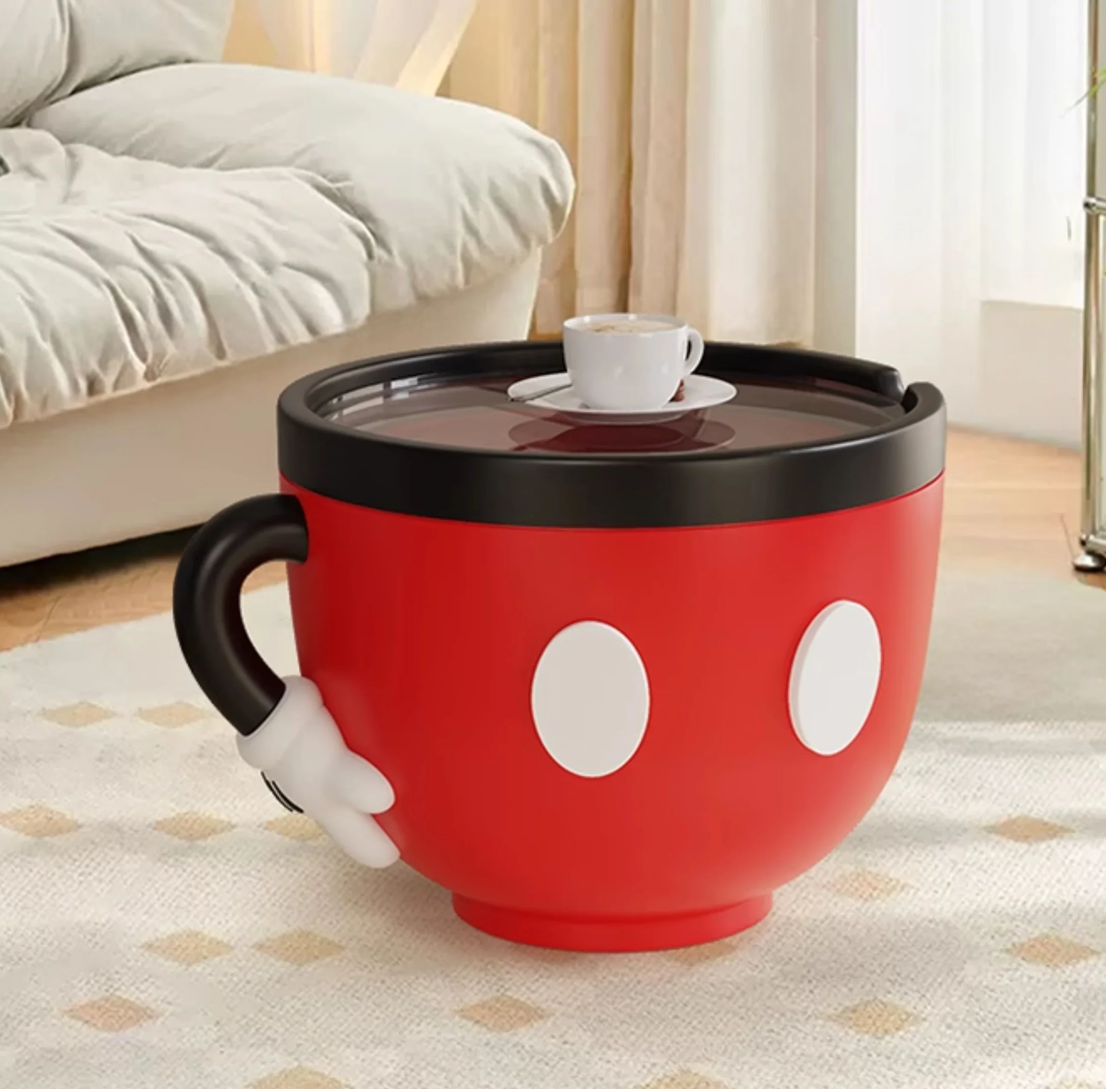 

[VIP] Mickey Mouse teacup tea table Resin ornament Action figure Creatives Storage table toys collection model room decoration