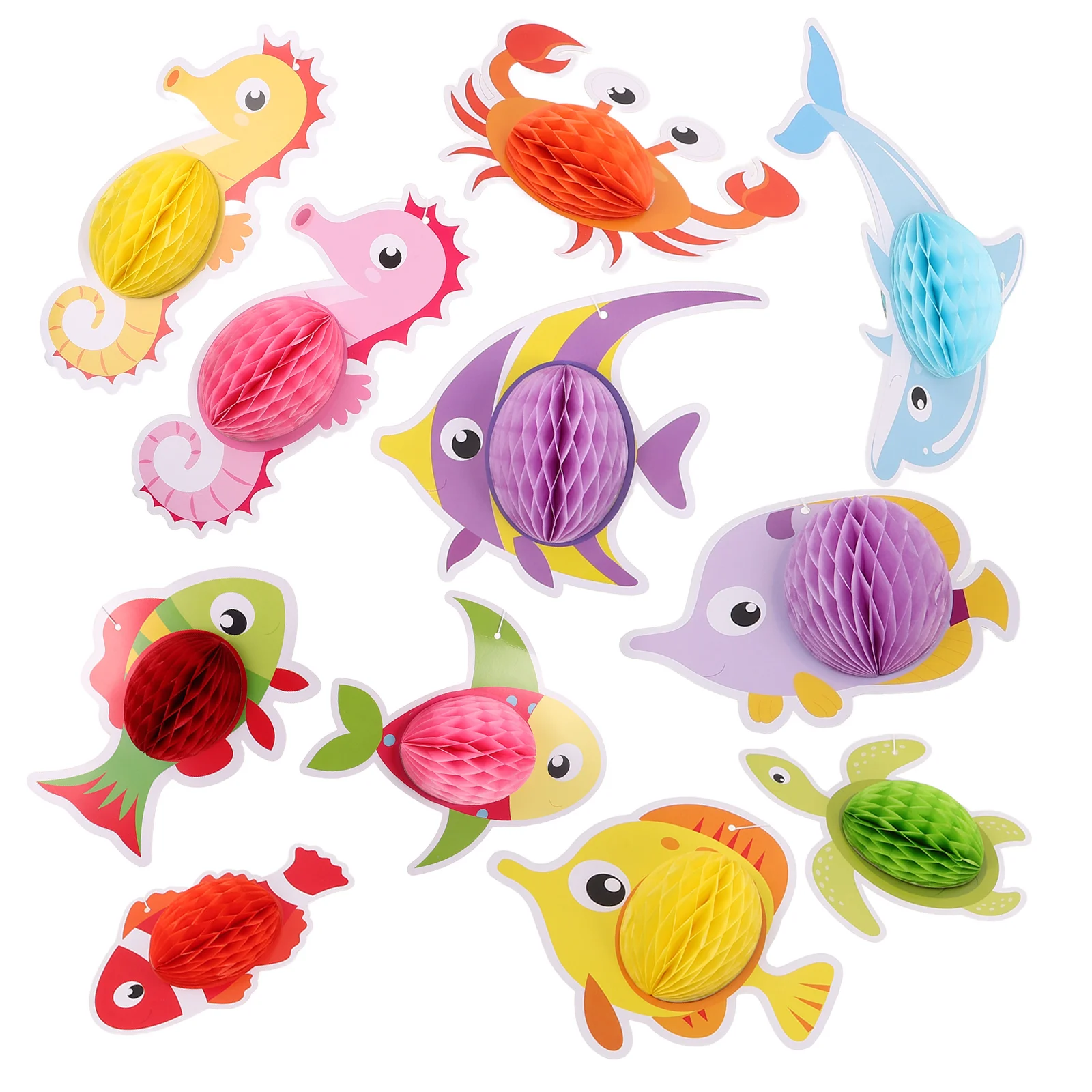 

11Pcs Under The Sea Party Decorations Ocean Theme Hanging Tissue Balls Marine Creature Centerpieces for Summer Beach Gathering