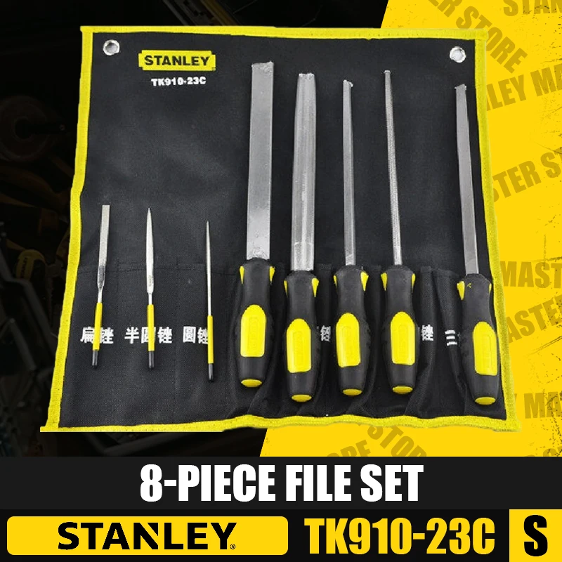 STANLEY TK910-23C 8-Piece File Set Flat Files Half Round File Square Files Round File Triangular Files Diamond Thumbscrews Sets