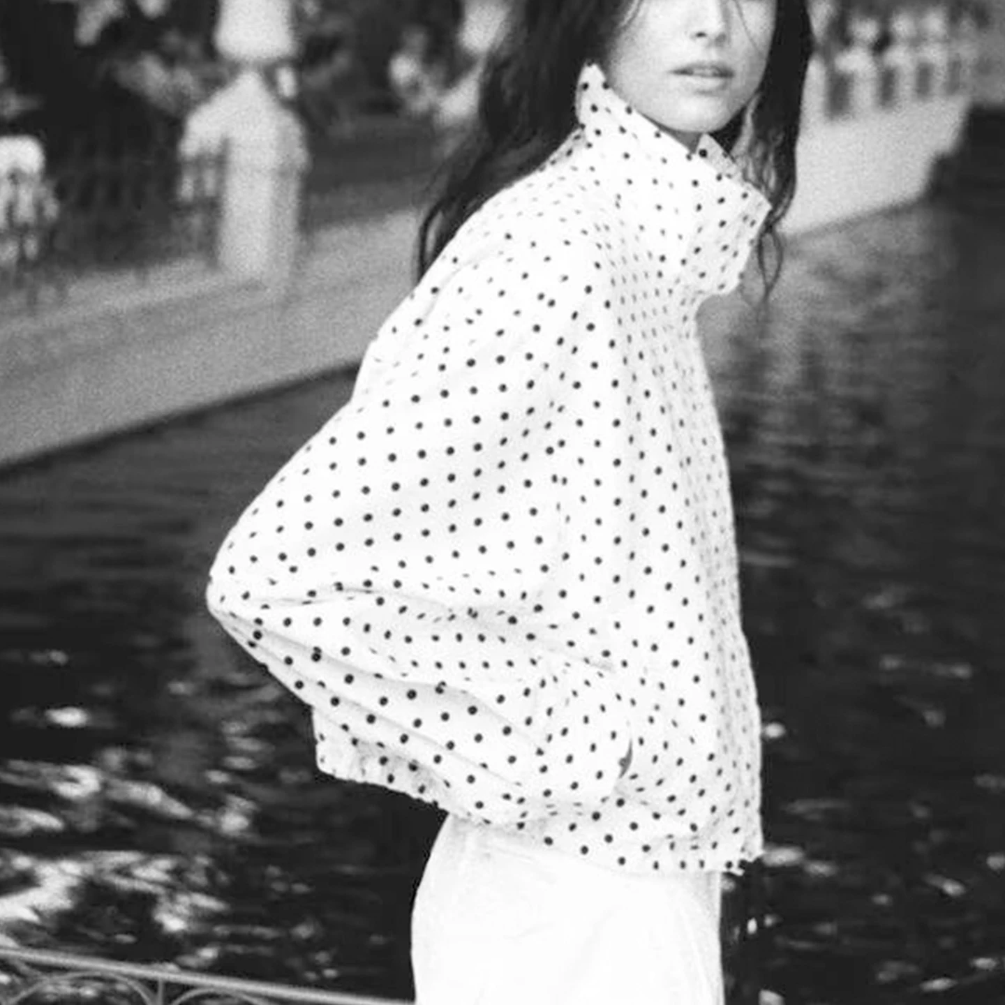 Ele Polka Dot Bubble irt Jaet for Women Summer 2025 Z Polyester Loose Fit Long Sve Zipper Closure Breathable