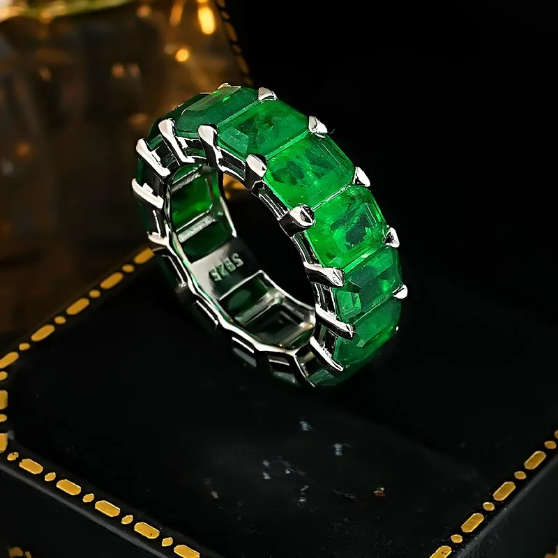 

Кольцо из чистого серебра S925 пробы с квадратным высокоуглеродистым бриллиантом 5*7