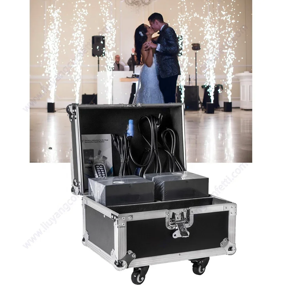 Party Sparkler Nightclub Event Dj 2 Piece 600w Ice Fountain Fireworks DMX Remote Control Cold Spark Machine With Flight Case