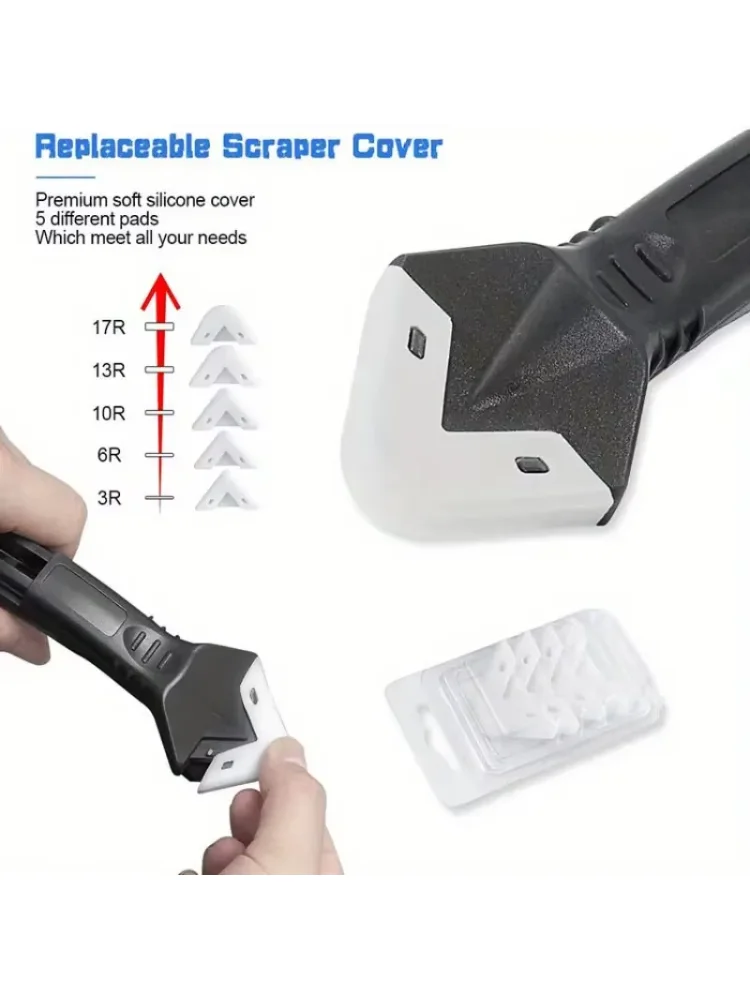 1 Set 3-in-1 Silicone Caulking Tool - Stainless Steel Head for Sealing, Cleaning & Scraping, Ergonomic Plastic Handle