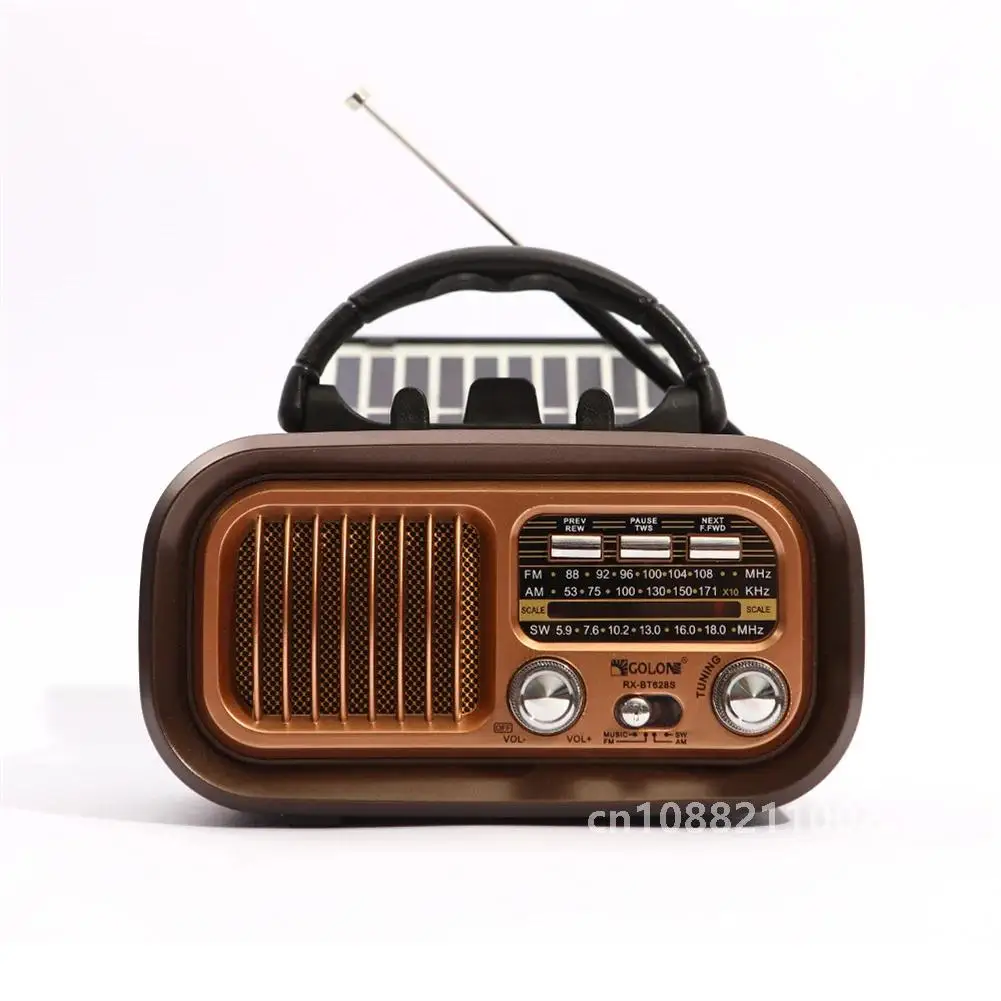 RX-628BTS AM FM Portable Radio Operated By USB Cable/Solar Panels Rechargeable Radios Player 3 Band Radio For Senior Home