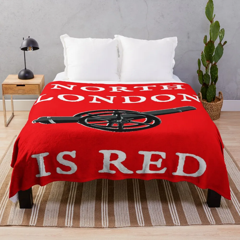 

North London Is Red (White Text) Throw Blanket Extra Large Throw Soft Tourist Camping Blankets