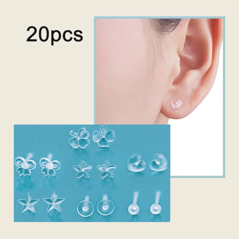 20Pcs Mini Transparent Resin Ear Studs Ear Stick For Women Men Anti Allergy Resin Earhole Maintenance Needling Jewelry Earrings