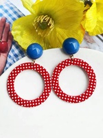 A Pair of Simple Retro Modern Red and White Polka-dot Geometric Earrings