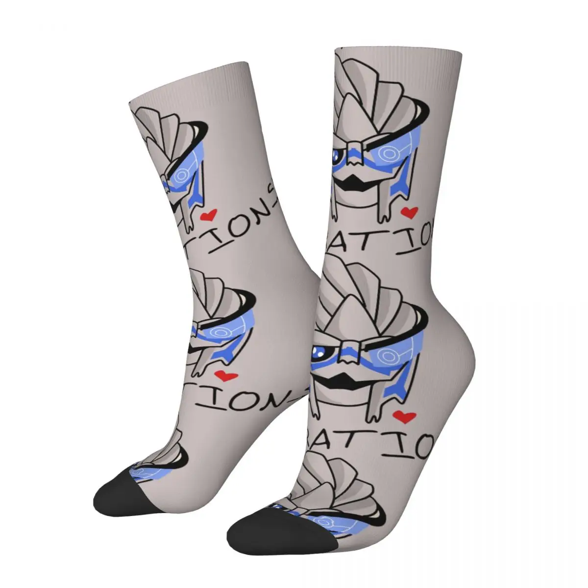 Funny Happy Calibrations Men's Socks Vintage Harajuku MASS EFFECT Shooting Fighting Game Hip Hop Novelty Seamless Crew Sock