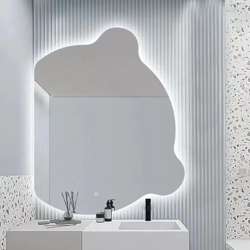 

New 2024 Irregular Bear Shape Modern Stylish Bath LED Smart Mirror Bathroom Cute Vanity Mirror Wall Mirror