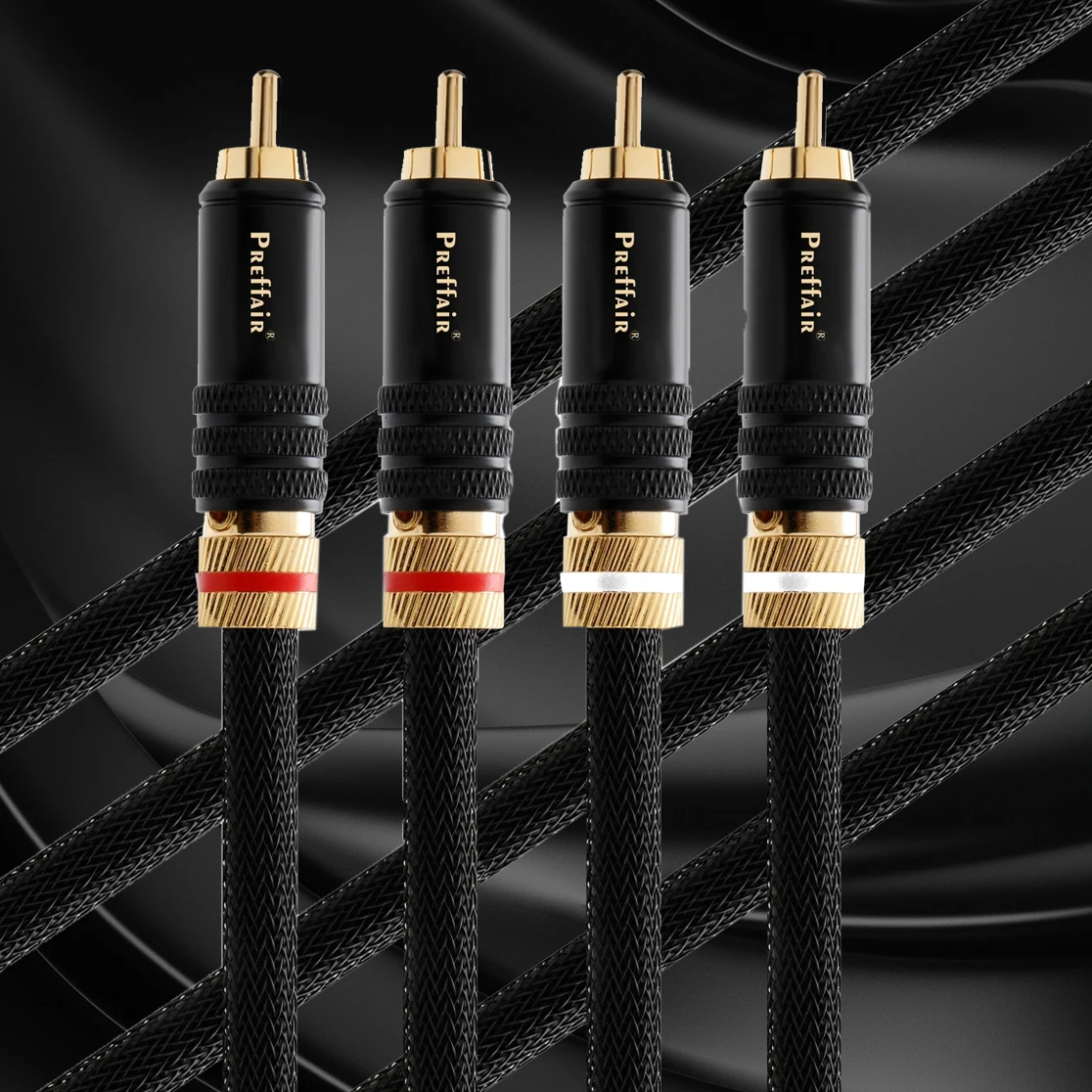 RCA Audio Cable RCA Interconnect Cable Silver Plated RCA Locking Connector HIFI 2RCA Black Braid Cable