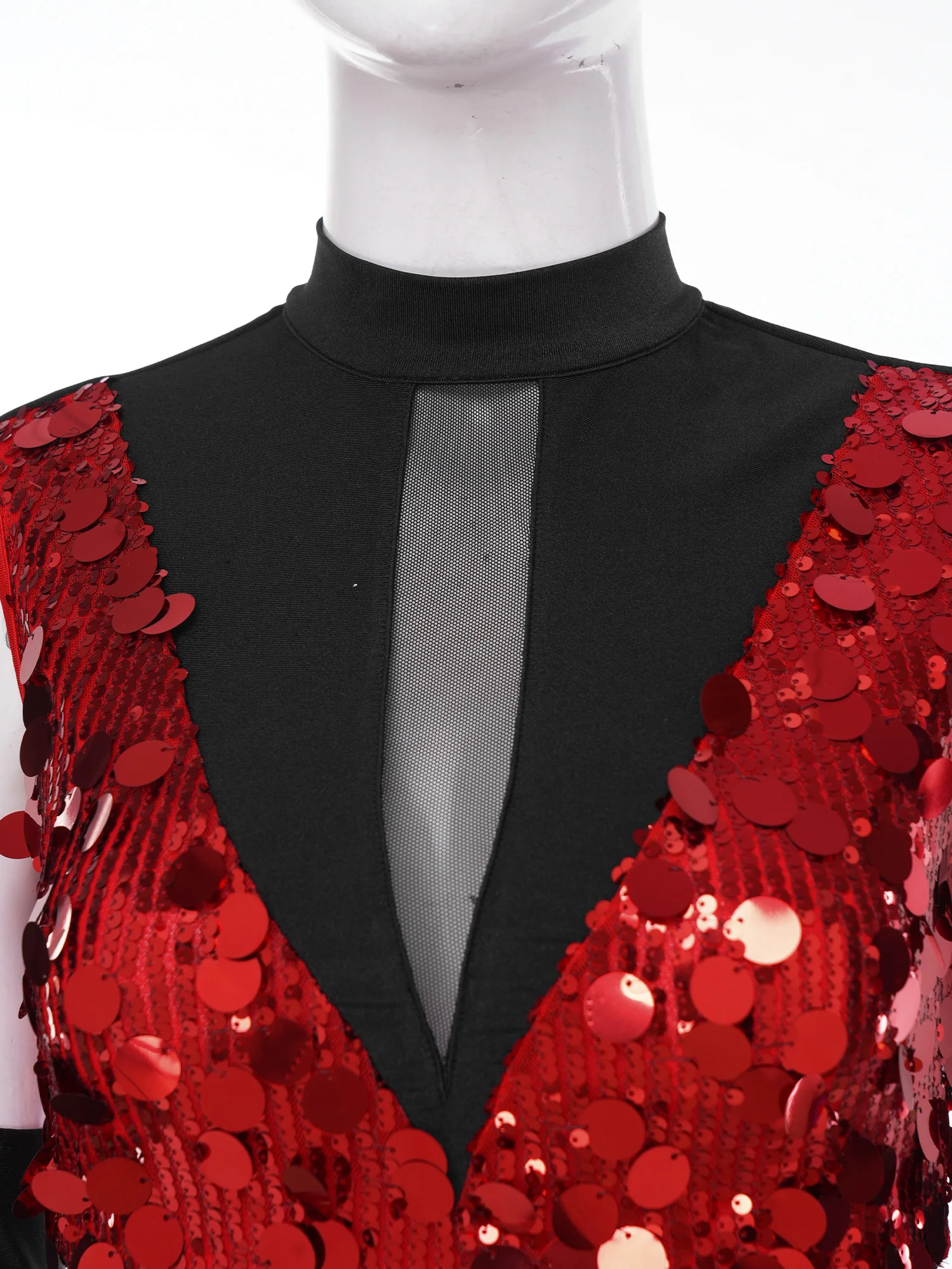 

Women Modern Lyrical Dance Performance Costume Sequined Crop Tops Sheer Pants Built-in Briefs Skating Gymnastics Ballet Outfit