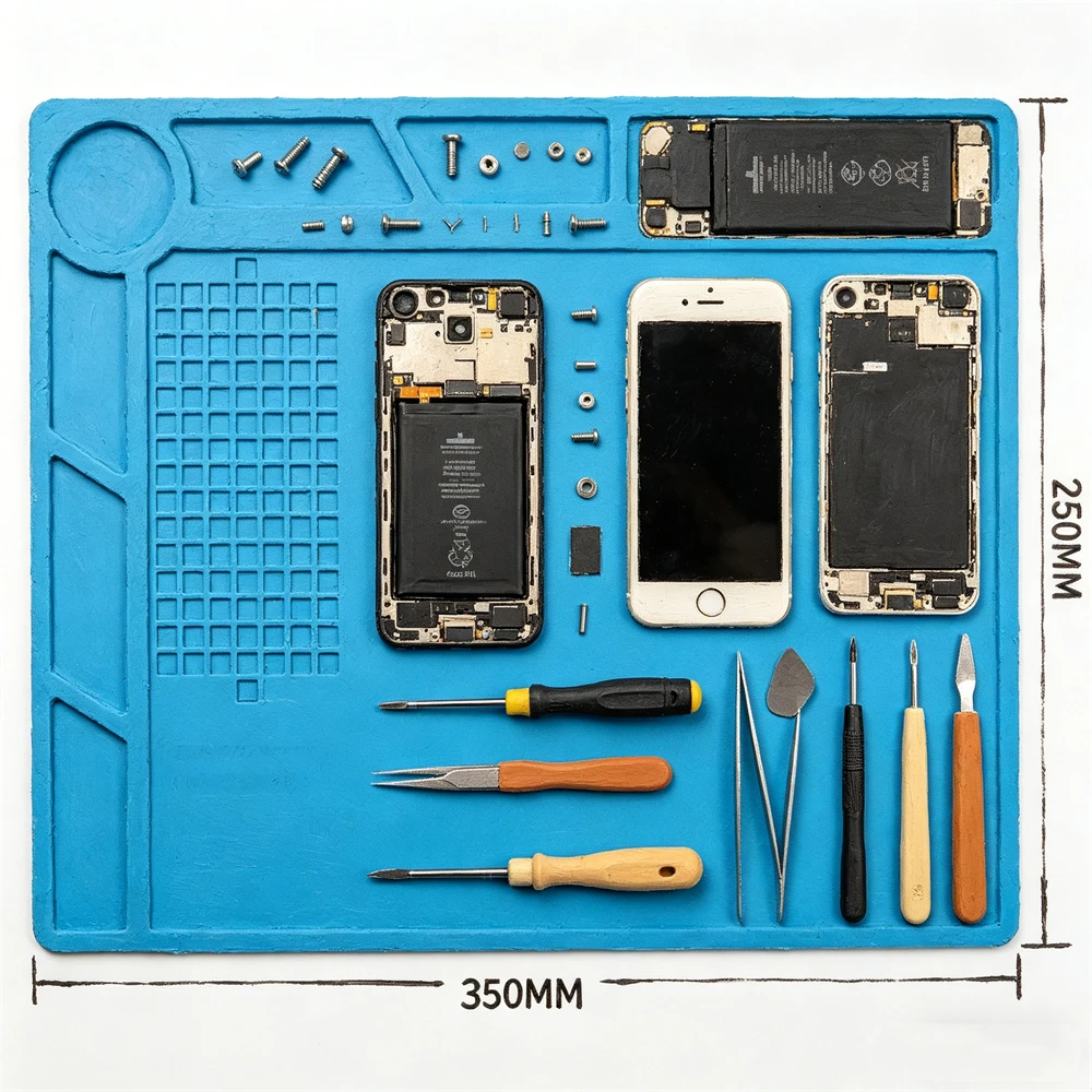 

Soldering Station Mat Silicone Work Mat Heat Resistant 932°F Anti-Static Magnetic Mat for Electronic Phone Laptop Watch Repair