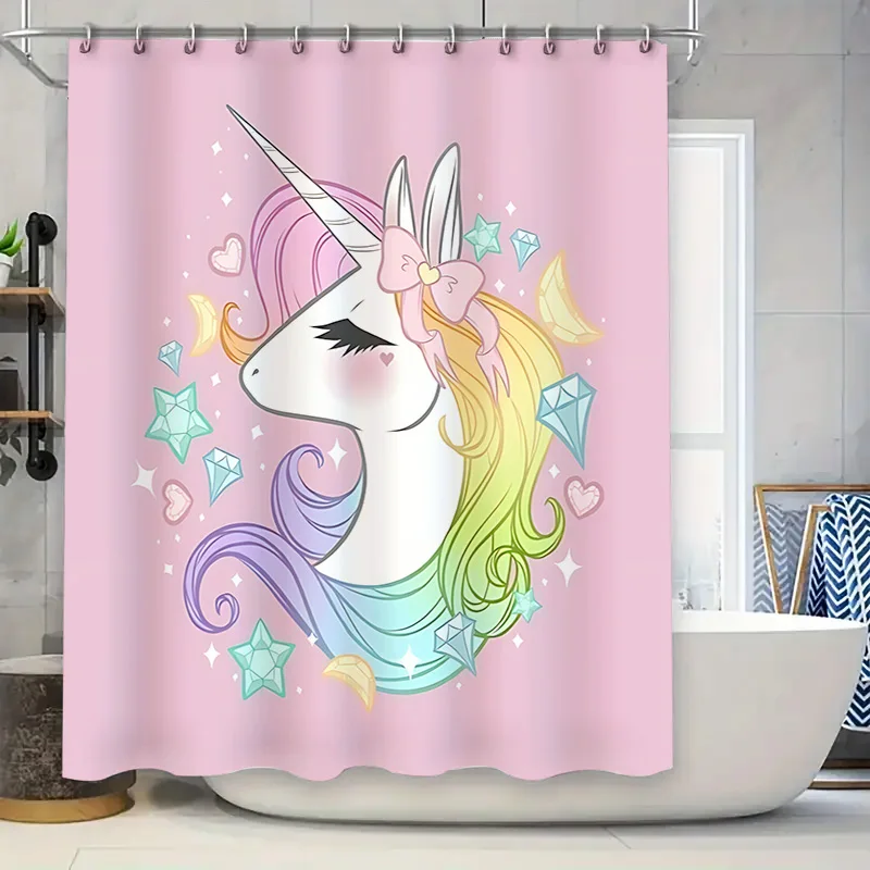 

Dream Rainbow Shower Curtain Fashion Decor for Girls' Bathroom Pink Waterproof Mold-Proof Hot Sale with Rustproof Hooks‌