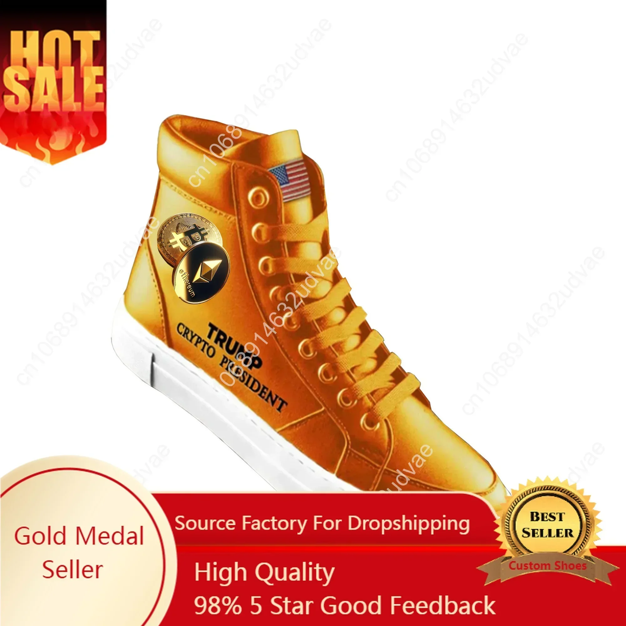 

Bitcoin Ethereum Orange Shoes 100% Top Quality Trump Sneakers Crypto President 2024 MAGA Never Surrender Mens Casual Road Boots