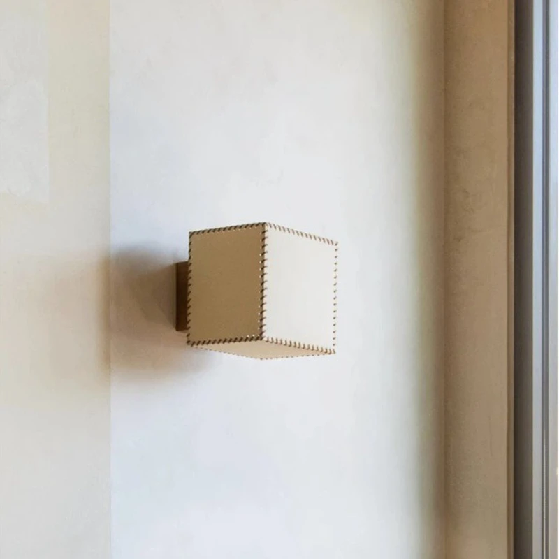 

Japanese Metal Wall Lamps Cloth Designer Bedroom Headboard Study Background Square LED Sconces Corridor Lighting Fixtures Decor