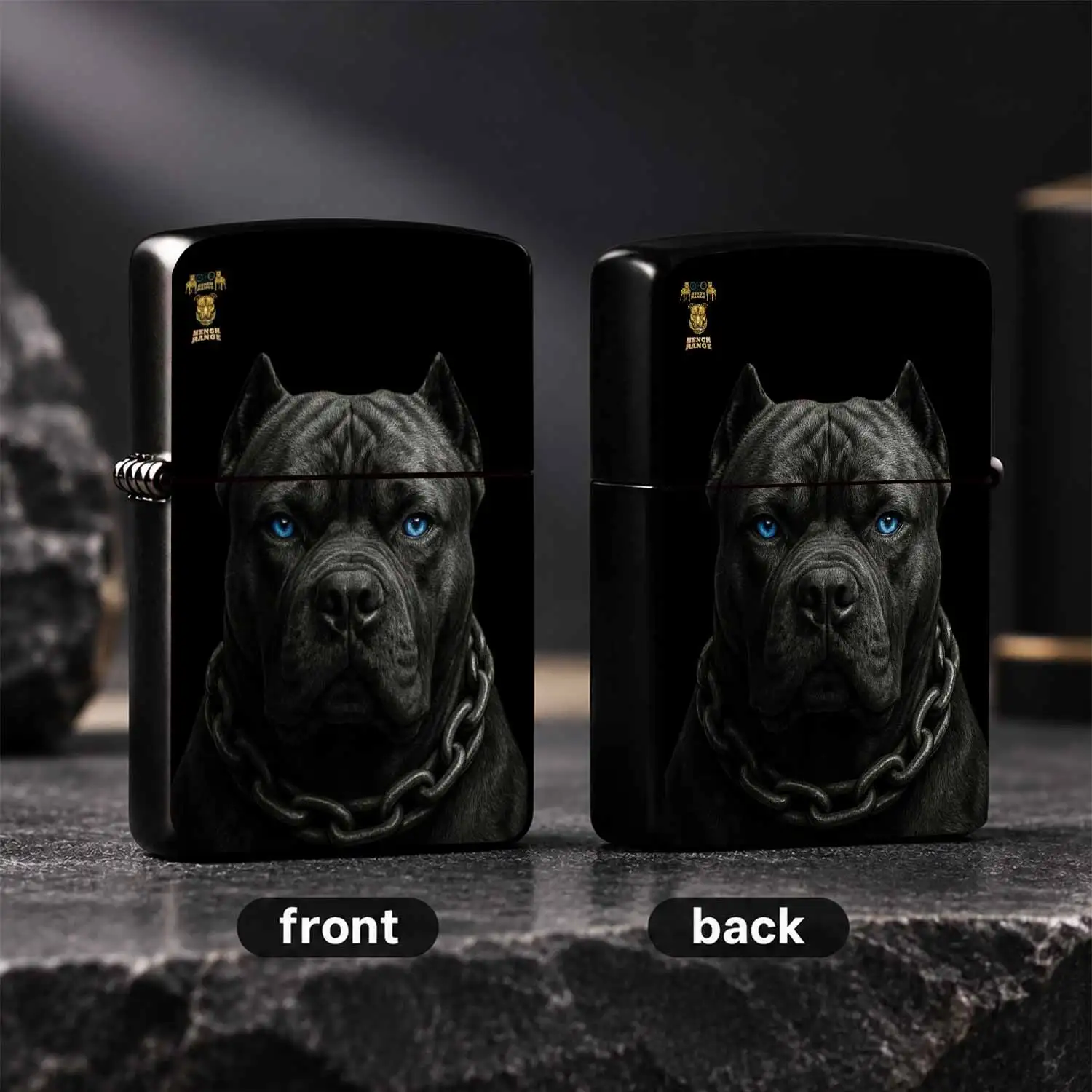Cool Blue-Eyed Muscular Black Bully Dog Print Lighter, Portable All-Scene Usable Ignition Accessory, Ideal for Outdoor Camping Daily Gathering, Exquisite Stylish Gift Choice for Friends Family A Humorous And Interesting Lighter