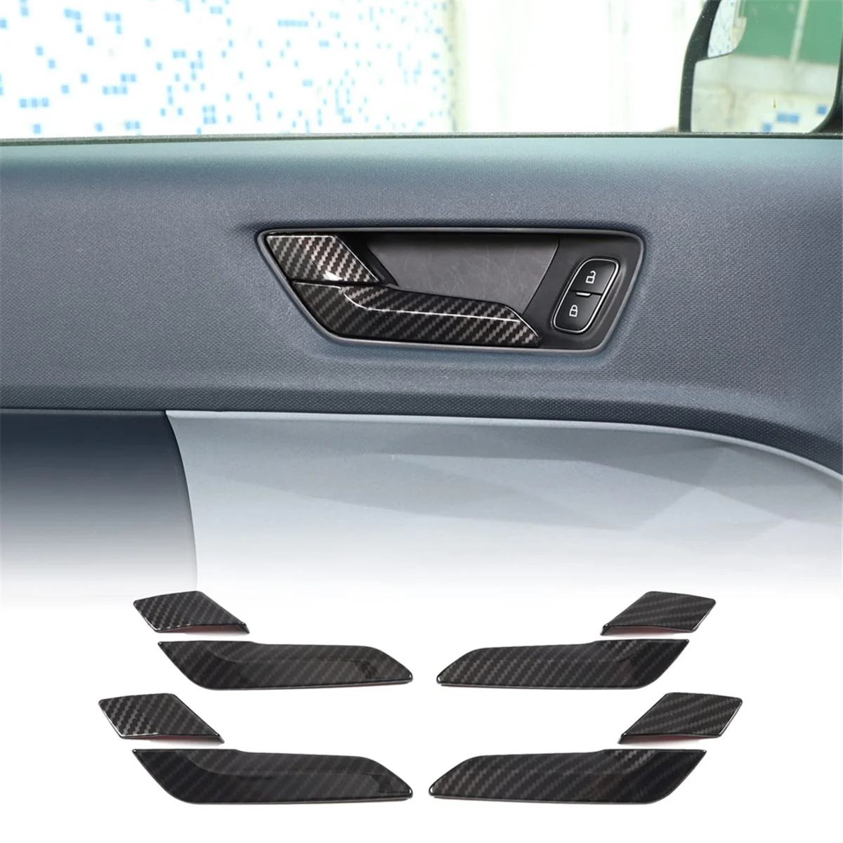 مقبض باب السيارة الداخلي ، تشذيب لإطار فورد مافريك ، أو ، غطاء مقبض الباب الخلفي الأمامي ، إكسسوارات من ألياف الكربون ABS