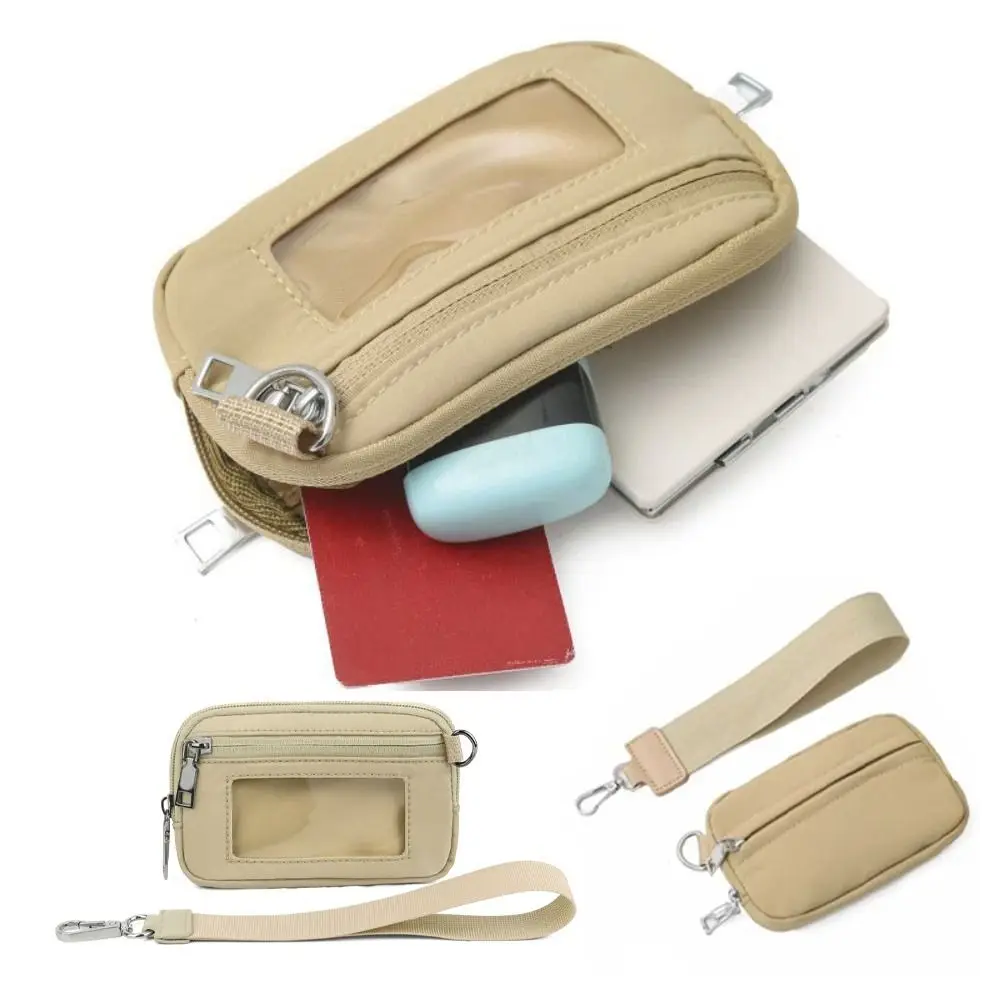 Simple Nylon Hanging Card Holder Mini Multifunction Multi-card Hand Wallet Portable Waterproof Coin Bag with Lanyard Unisex