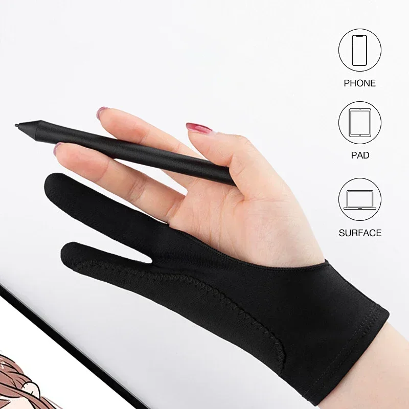 S/M/L Two-Finger Anti-touch Hand Painting Gloves Anti-fouling for Tablet Digital Board Touch Screen Oil Painting Office Supplies