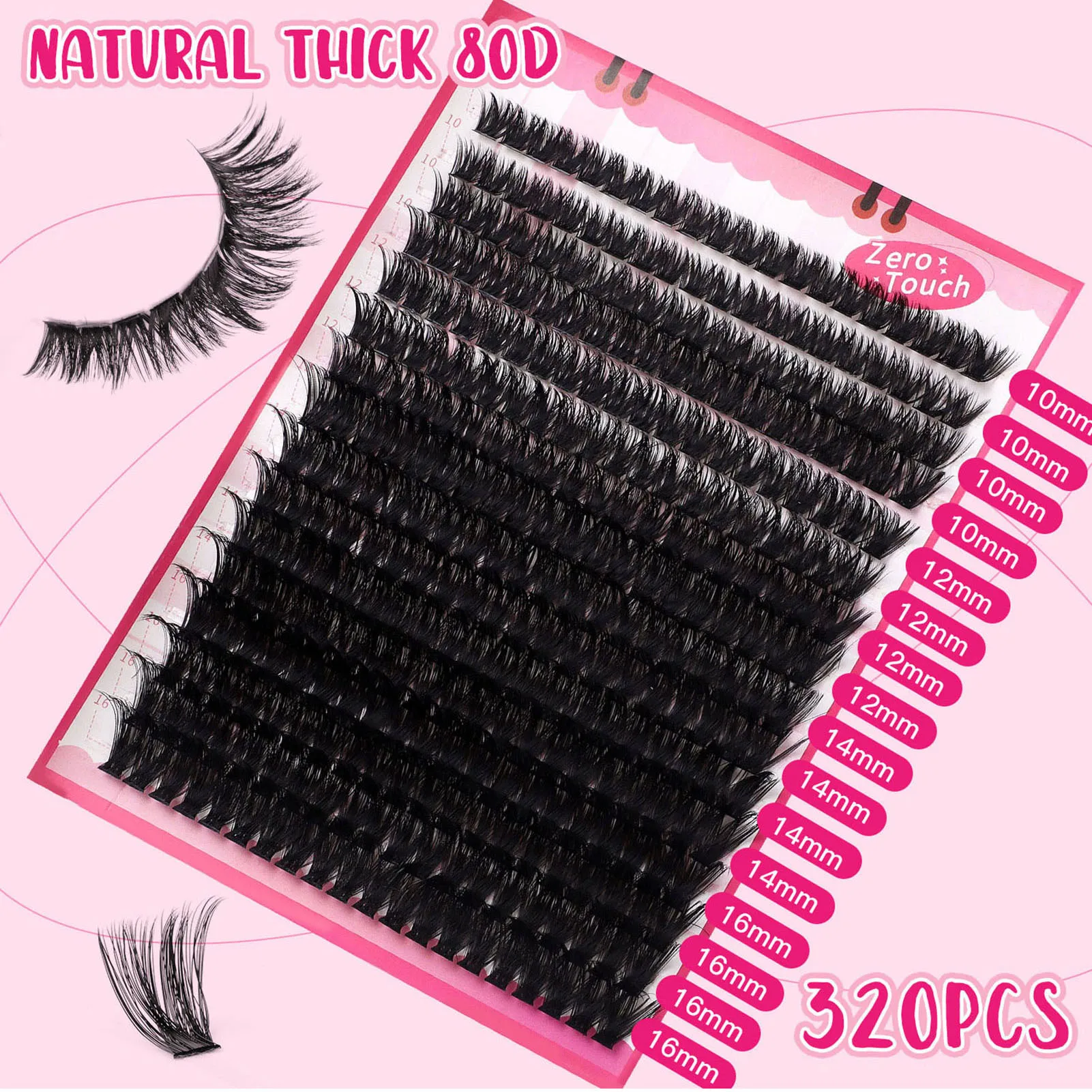 80d diy conjunto de cílios postiços d encaracolado volume fofo clusters extensões de cílios bond e selo kit removedor de cola maquiagem profissional