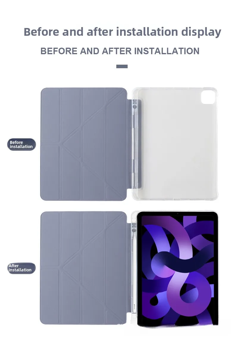 Für iPad 10.9 Transformierbare Y-Fold-Schutzhülle Air5 mit seitlichem Stiftfach 10.2 TPU-Boden Pro12.9 Leder – Detail 9