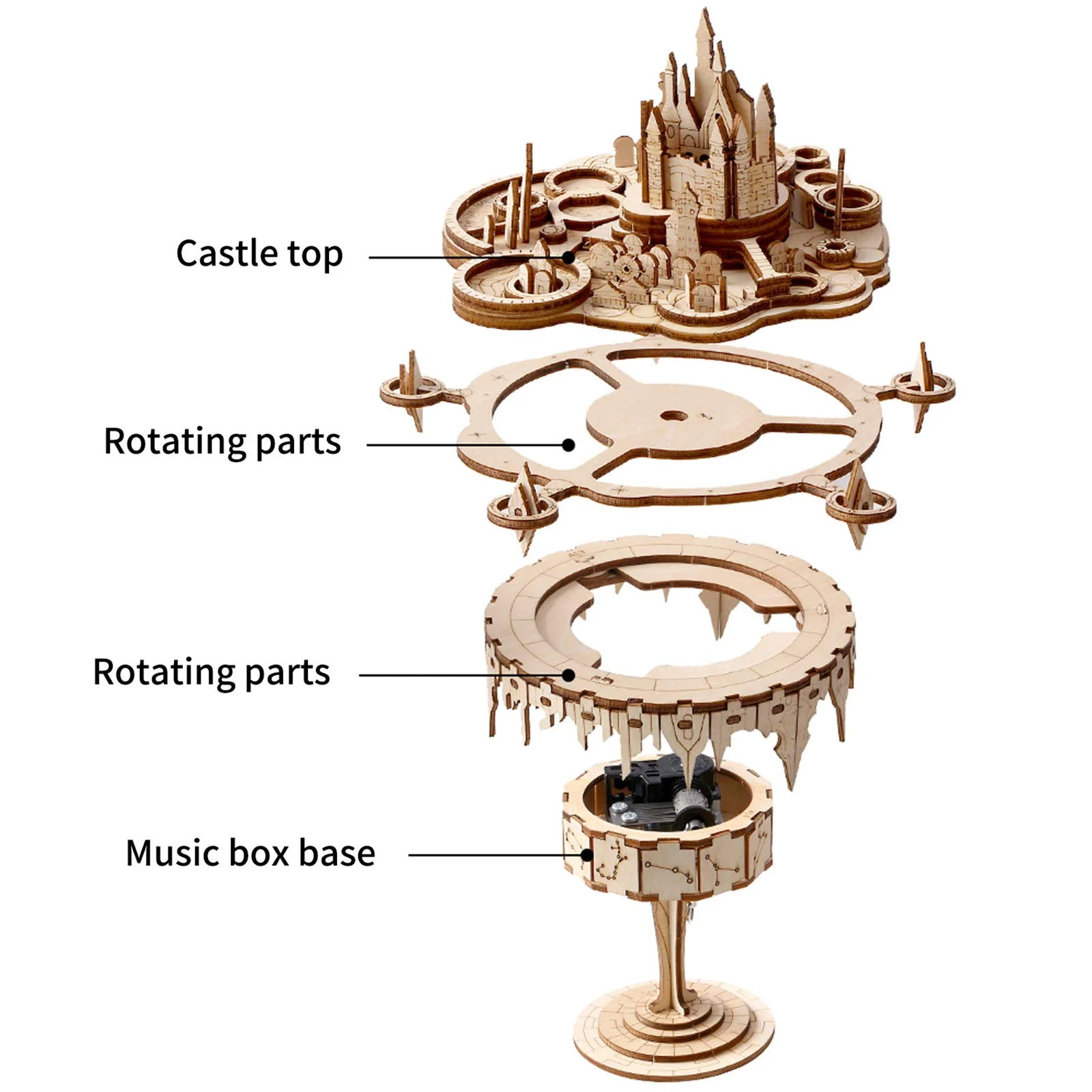 3D Wooden Puzzles Music Box kits You are My Sunshine Castle Building Model DIY Crafts Birthday Gift for Women