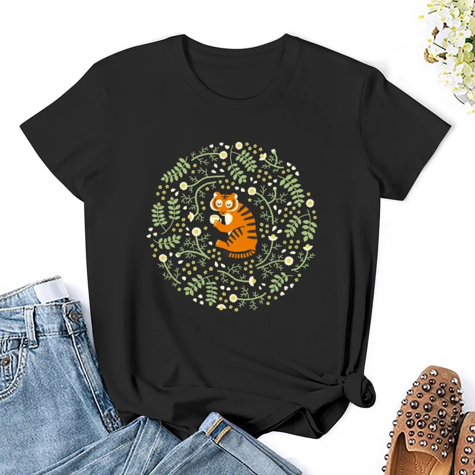 Chamomile Tiger T-Shirt Aesthetic clothing shirts graphic tees t-shirts for Women graphic tees funny