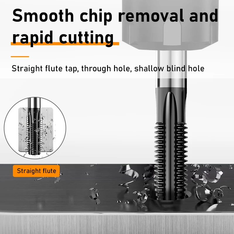 M35 Black Cobalt-Containing Nitrided Machine Tap, Straight Flute Tap, Special Drill for Stainless Steel, 4mm, 5mm, 6mm, 8mm, 10m