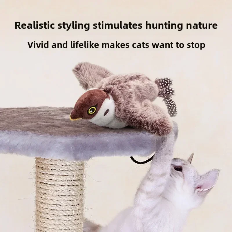 Simulated Bird Cat Toy Interactive Toys Dog Rechargeable Chirping Flapping Bird(no Flying) Catnip Touch Activated Plush Toy Pet