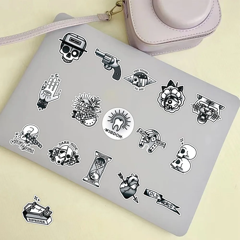 10/30PCS Black White Retro Old-Fashioned Personalit Sticker DIY Phone Laptop Luggage Skateboard Graffiti Decals Fun for Gift