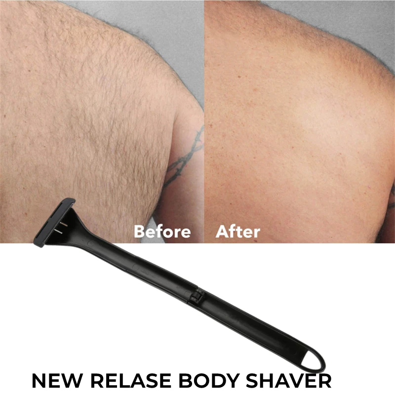 Body Hairs Shaver for Men\'s Back Hairy Manual Foldable Razor Blades Floding Long Handle Two Head Trimmer Razor Replacement Blade