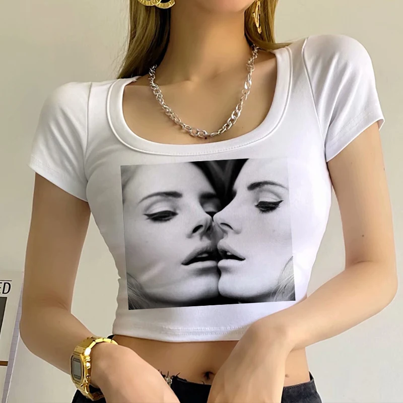 Women Crop Top Lana Del Rey Printed Graphic T Shirts Gothic Clothes Streetwear Fans Tshirt Streetwear Gift Y2k 2000s Sexy Tee