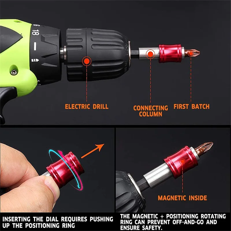 Juego de destornilladores de ángulo recto de 105 grados, adaptador de enchufe de broca hexagonal, juego de adaptadores de enchufe Universal de 3 piezas con eje Flexible