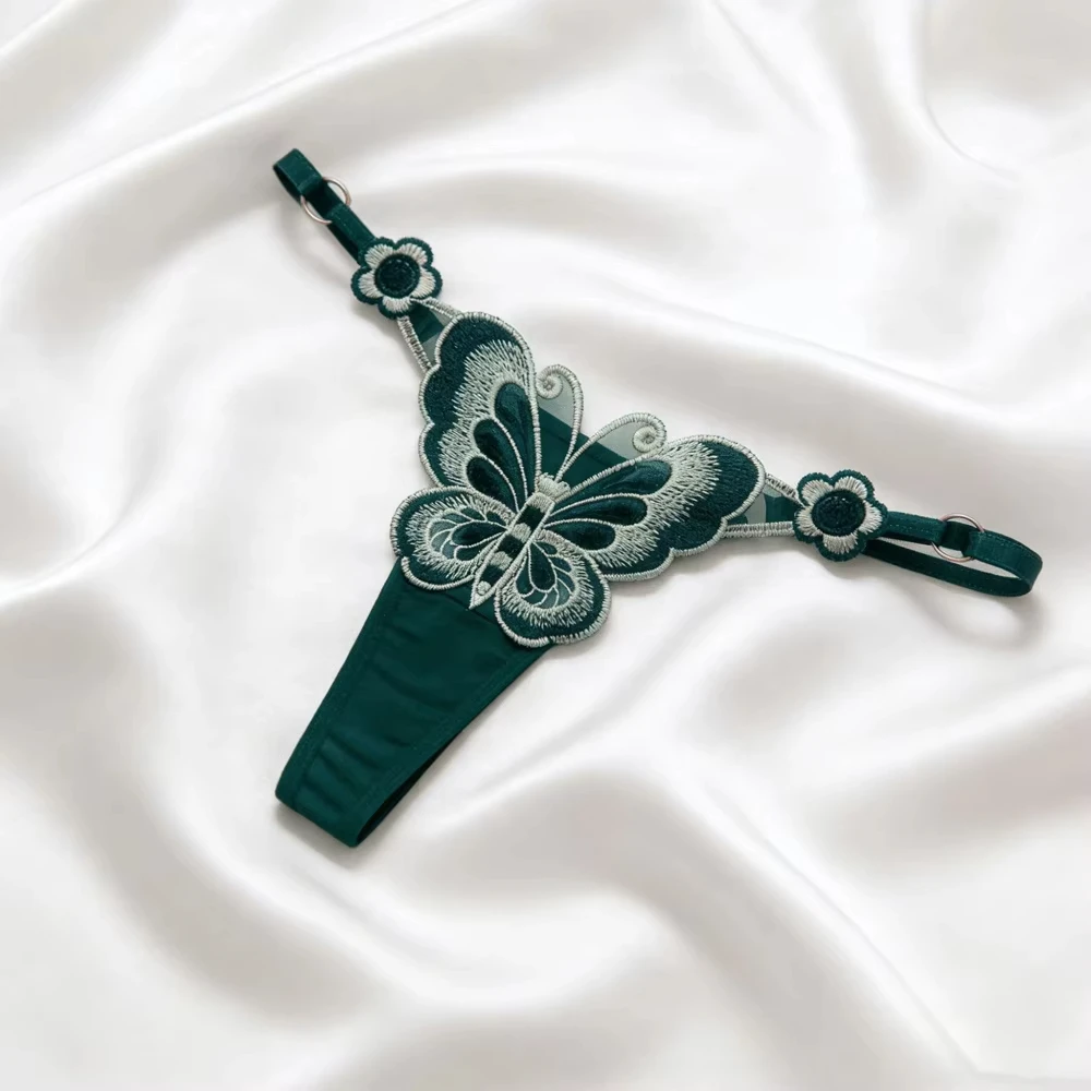 Women's Thong Fashion Sexy Lace Butterfly Embroidery Panties Translucent Breathable The Belt Can Be Freely Adjusted Comfortable view 3