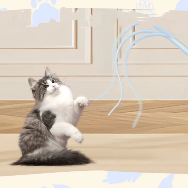 Silicone Cat Teaser Stick Simulation Mouse Tail Cat Interactive Bite Resistant Toy,Durable To Bite, Highly Entertaining image 3