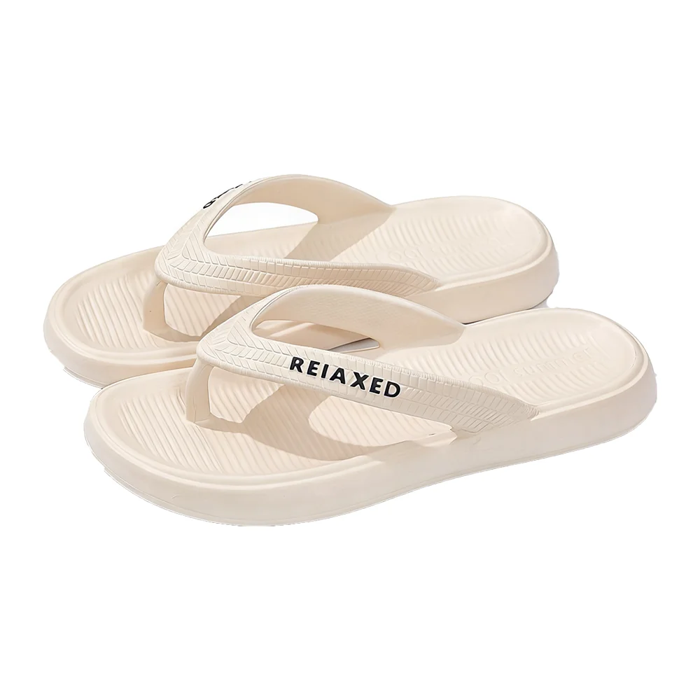 Lightweight Anti Slip Men's Slide Sandals Soft Soled Clip Toe Beach Flip Flops EVA Anti Odor Outer Wear Shoes Summer