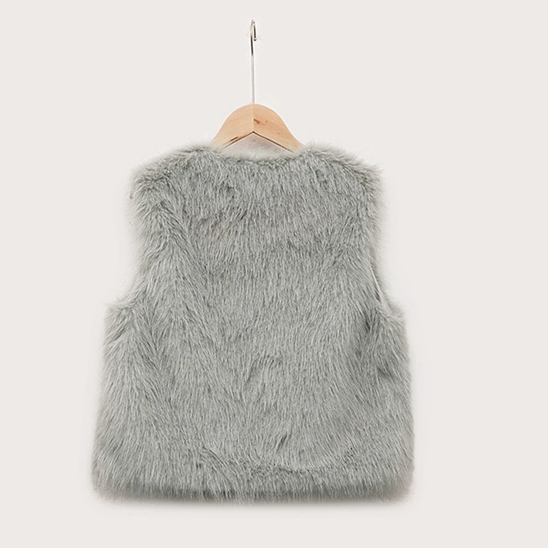 Fluffy Faux Fur Vest Women Lapel Collar Sleeveless Winter Jacket Basic Warm Oversize Coat