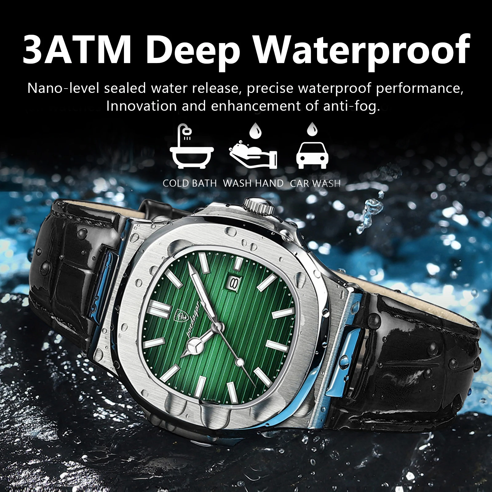 POEDAGAR Top Orologio originale da uomo impermeabile luminoso data in pelle da uomo d'affari orologio da polso moda casual orologi al quarzo da uomo