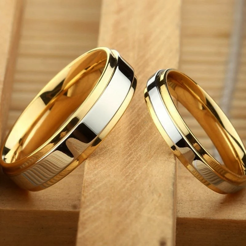 Never Fade Titanium Steel Couple Rings Silver/Gold Color Layered Wedding Infinity Ring Men and Women Engagement Jewelry Gifts