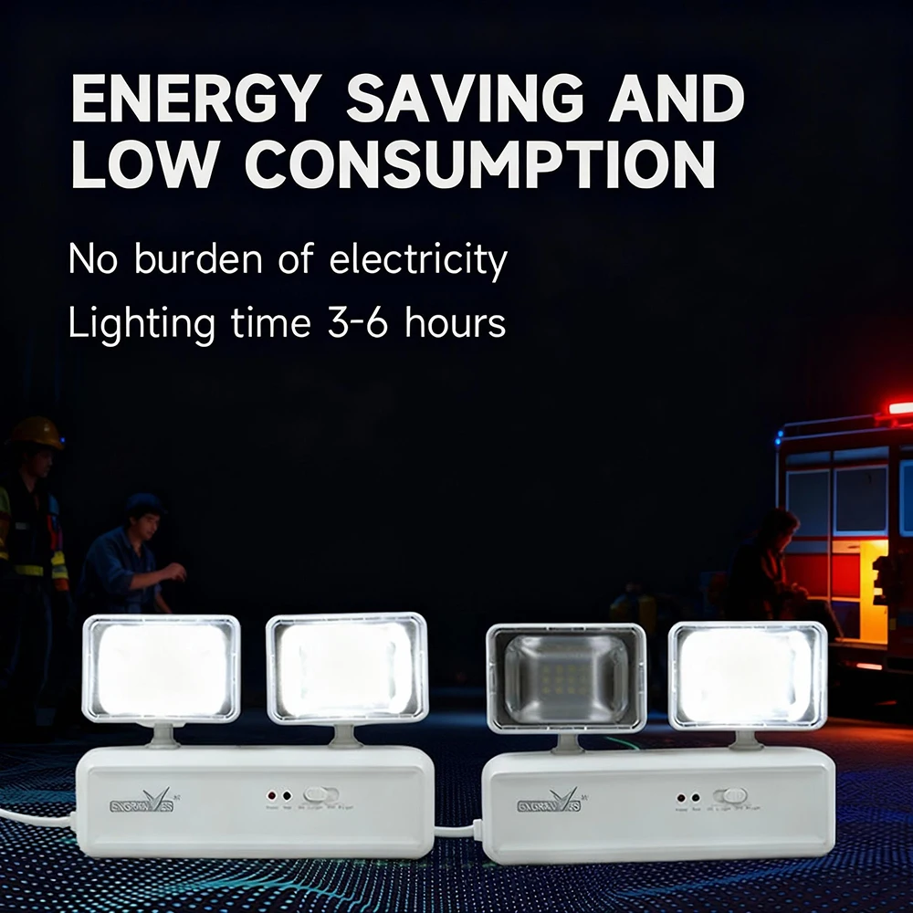 مصابيح خروج الطوارئ LED مصابيح الطوارئ ذات الرؤوس المزدوجة وبطارية احتياطية لمكافحة الحرائق لمستشفى المدرسة والبناء التجاري
