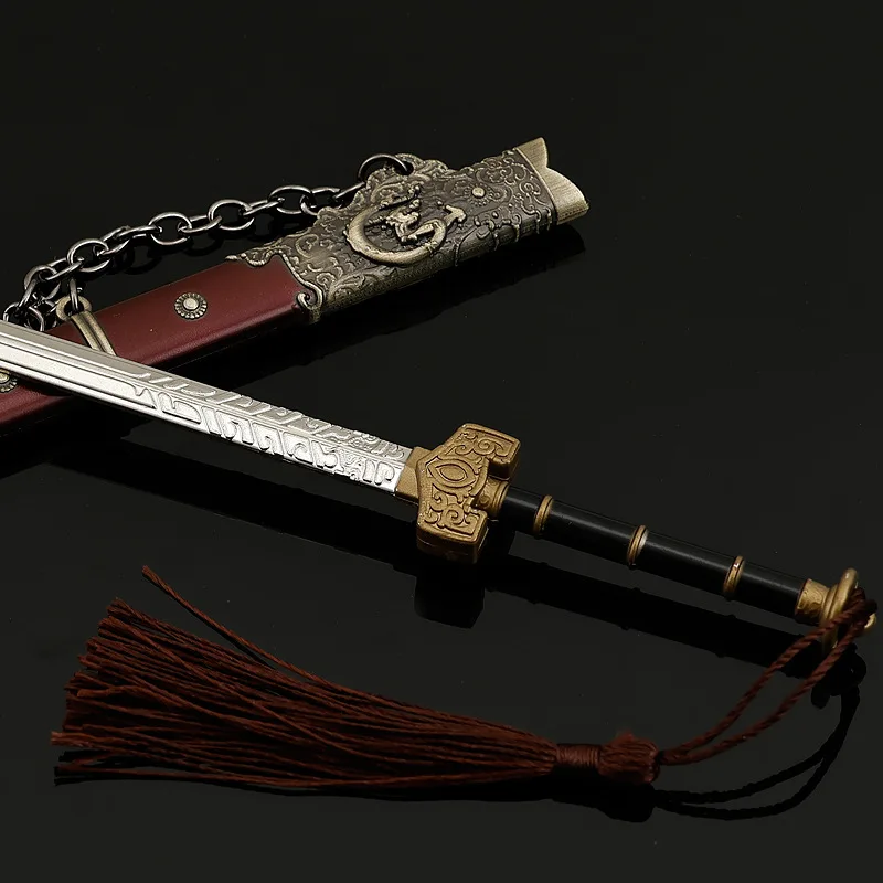 Espada demon slayer, 22cm, mito preto, wukong, yang, jian, arma de metal, modelo, acessórios periféricos, ornamentos de mesa, coleção, presente