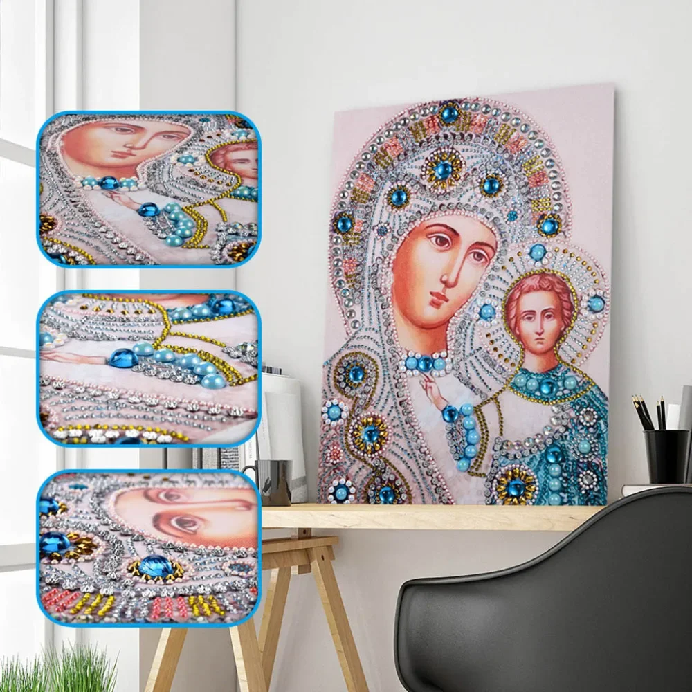 Special Shaped Round Crystal Drill 5D DIY Diamond Painting Embroidery Icon Religion Rhinestones Cross Stitch Gift Decor